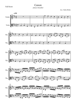 Canon - Johann Pachelbel (Wedding/Reduced Version) for Violin & Viola Duo