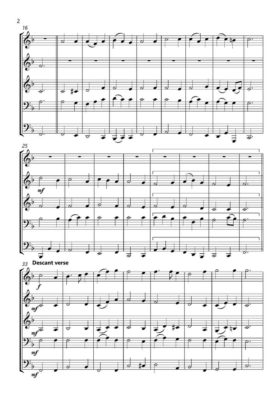 Blaenwern - Hymn Tune for Brass Quintet (with descant) Brass Quintet scores gallery preview page 2