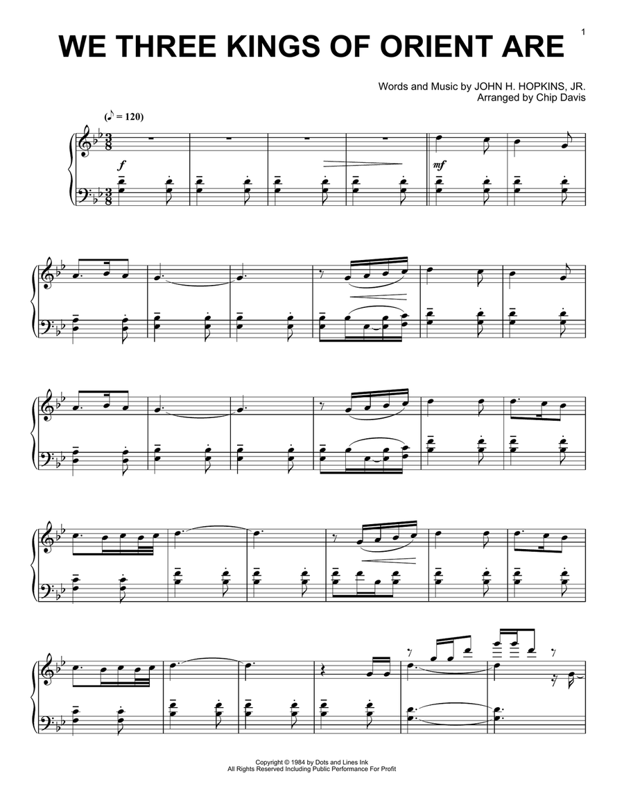 We Three Kings Of Orient Are Piano Solo scores gallery preview page 1