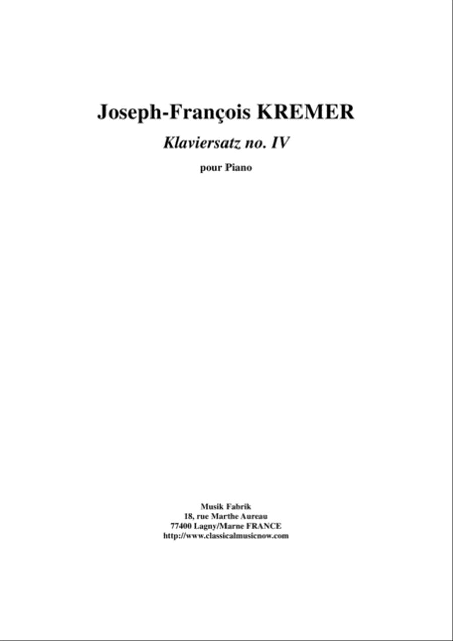 Joseph-François Kremer: Klaviersatz no. 4