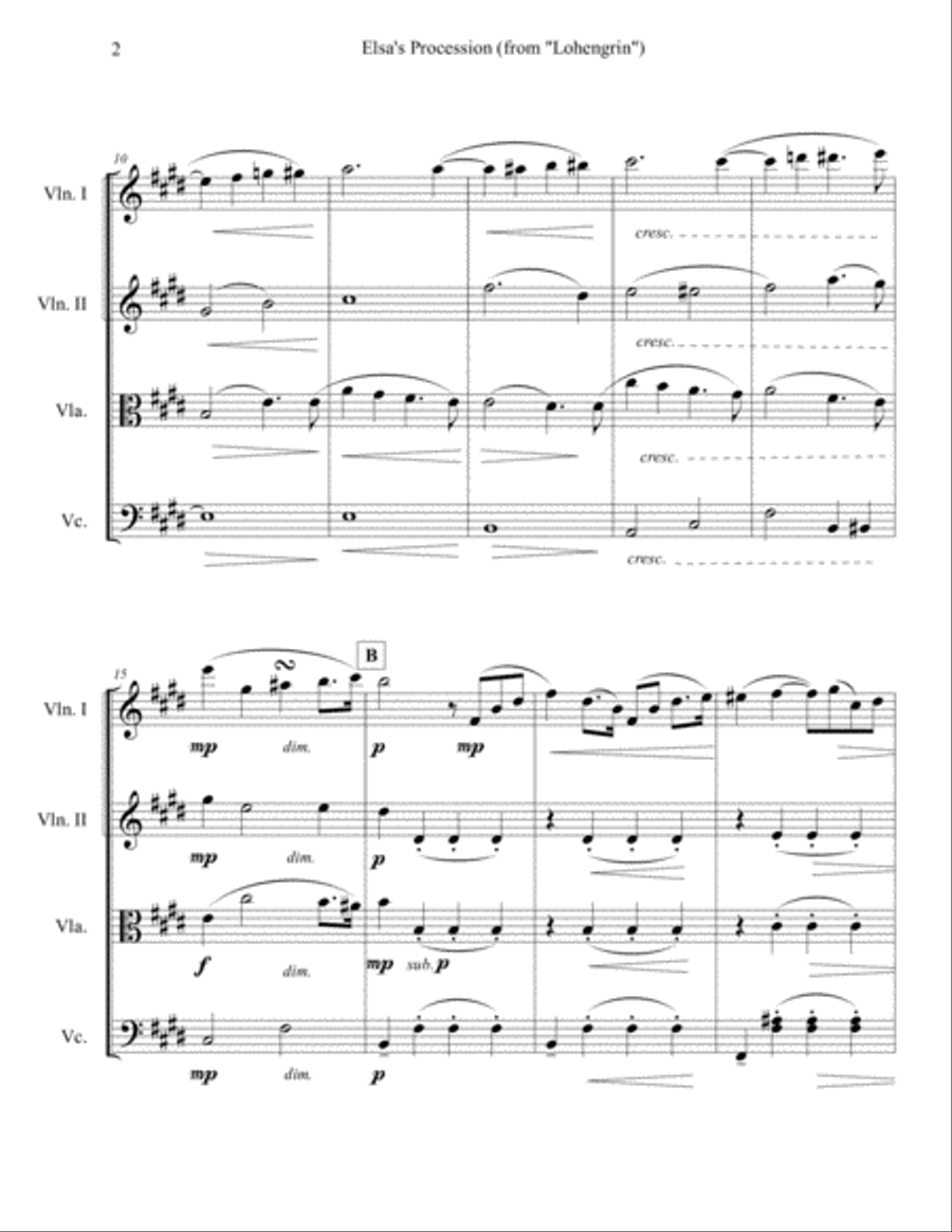 Elsa's Procession (from Lohengrin) Elsa's Procession (from Lohengrin) String Quartet scores gallery preview page 3