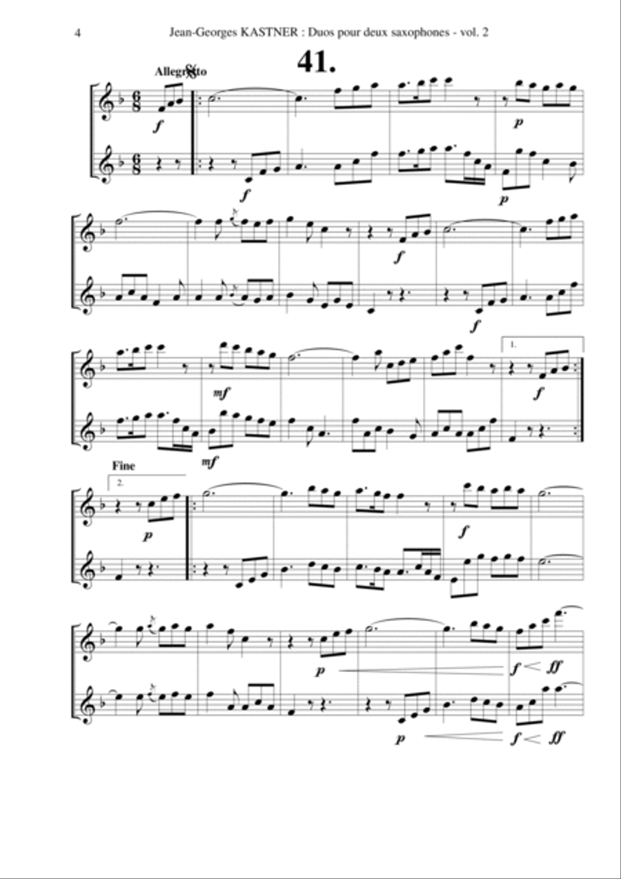 Jean-Georges Kastner: Duos vol 2 (duos no. 40-78) for two saxophones Woodwind Duet scores gallery preview page 4