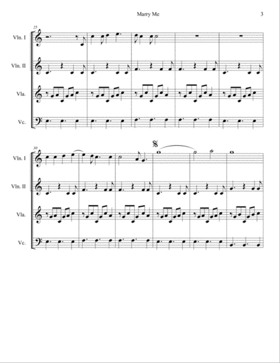 Marry Me Marry Me String Quartet scores gallery preview page 3
