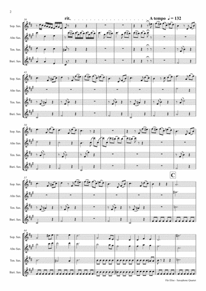 For Elise - Ludwig van Beethoven - Saxophone Quartet image number null