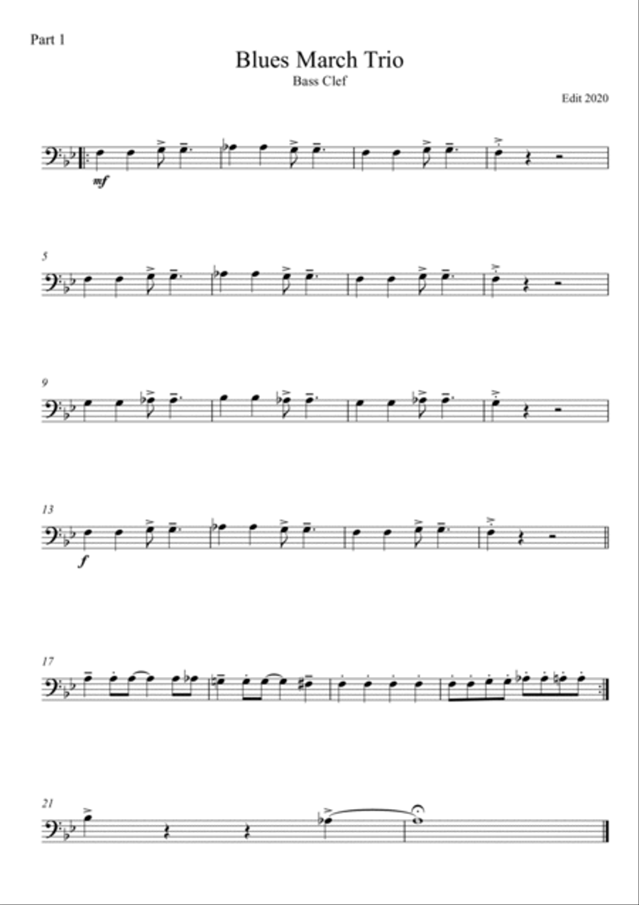 Blues March (bass clef) Euphonium scores gallery preview page 2