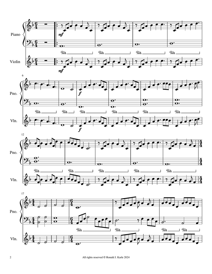 Meditation Eleven Piano and Violin Violin Solo scores gallery preview page 2