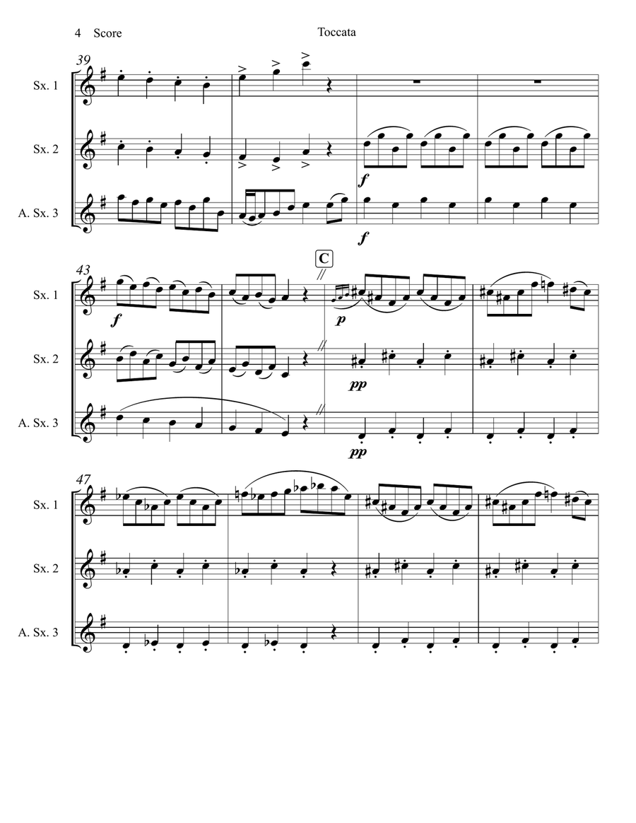 Holst - Toccata (Newburn Lads) set for Saxophone Trio Woodwind Trio scores gallery preview page 5