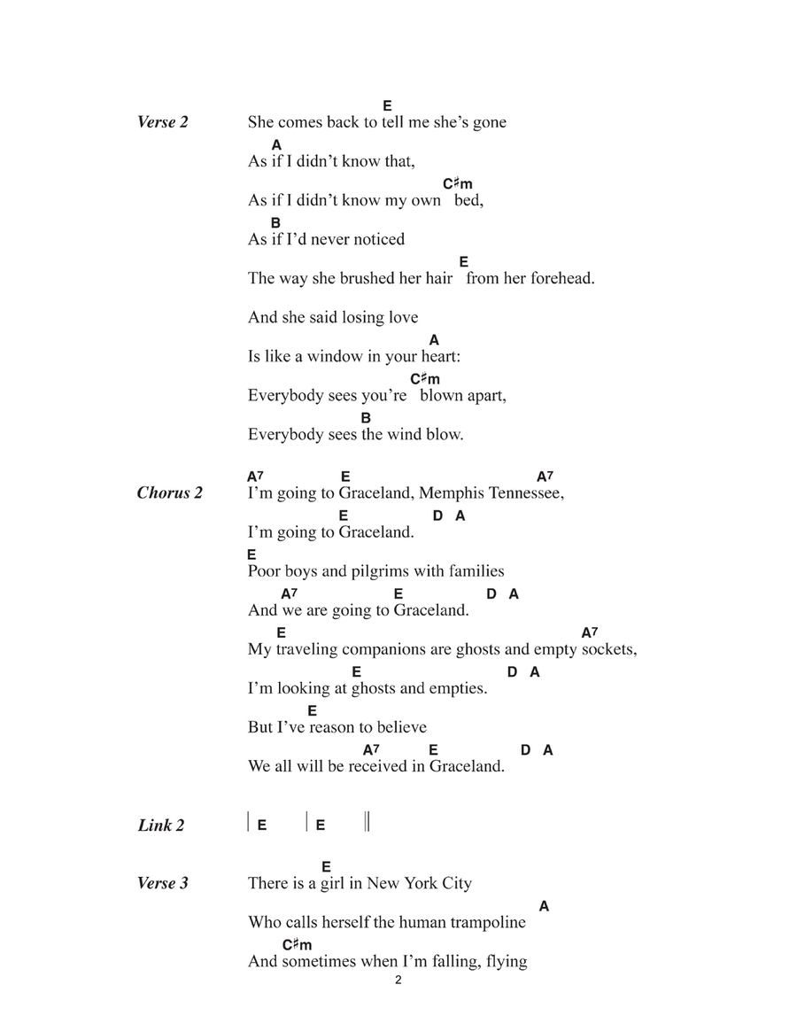Graceland Piano Solo scores gallery preview page 2