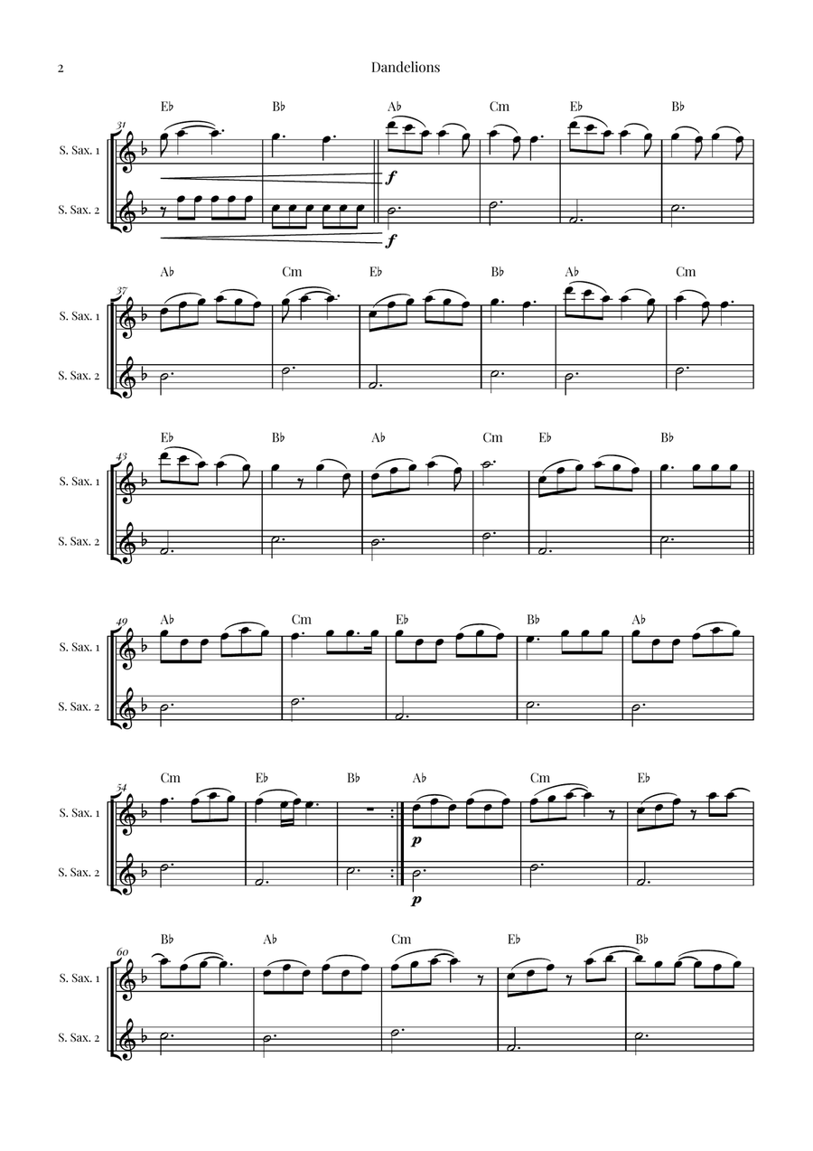 Dandelions Woodwind Duet scores gallery preview page 2