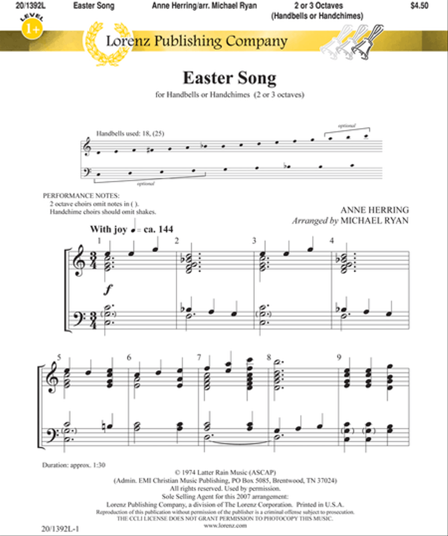 Easter Song 3-Octaves scores gallery preview page 1