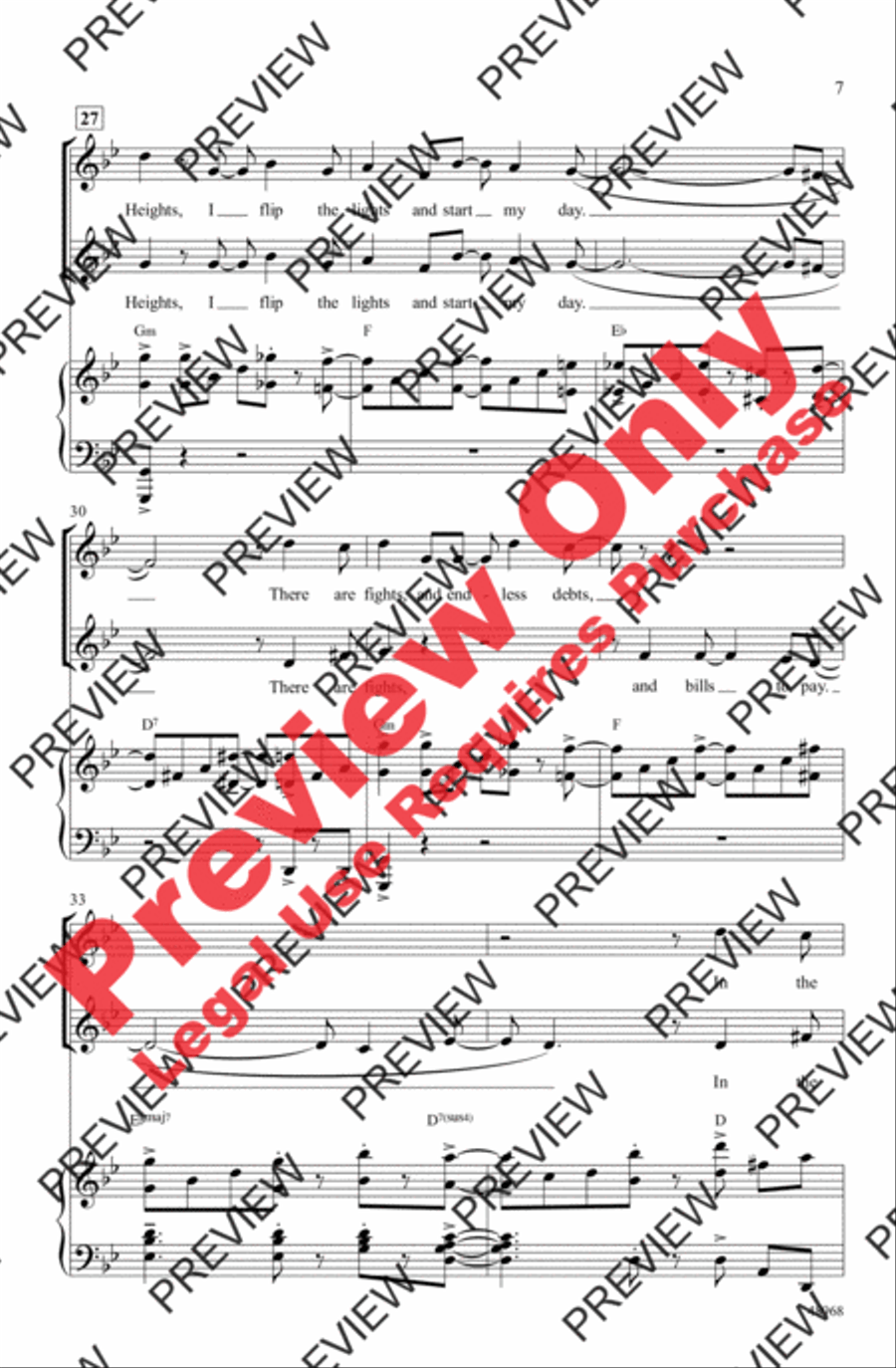 In the Heights (Choral Highlights) 2-Part scores gallery preview page 7