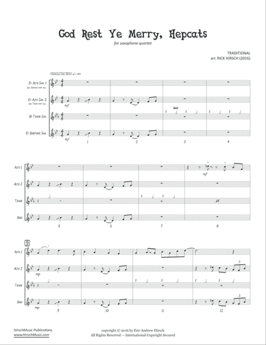 God Rest Ye Merry, Hepcats - saxophone quartet Saxophone Quartet scores gallery preview page 3