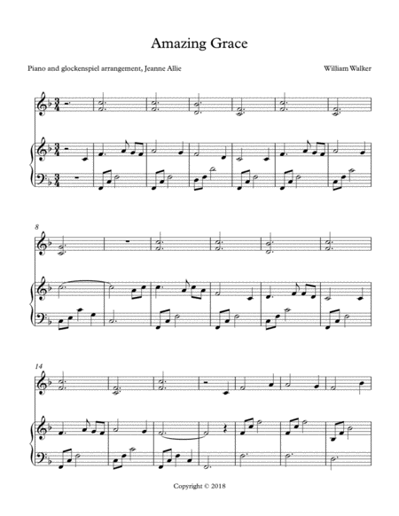 Amazing Grace (piano and glockenspiel arrangement) image number null