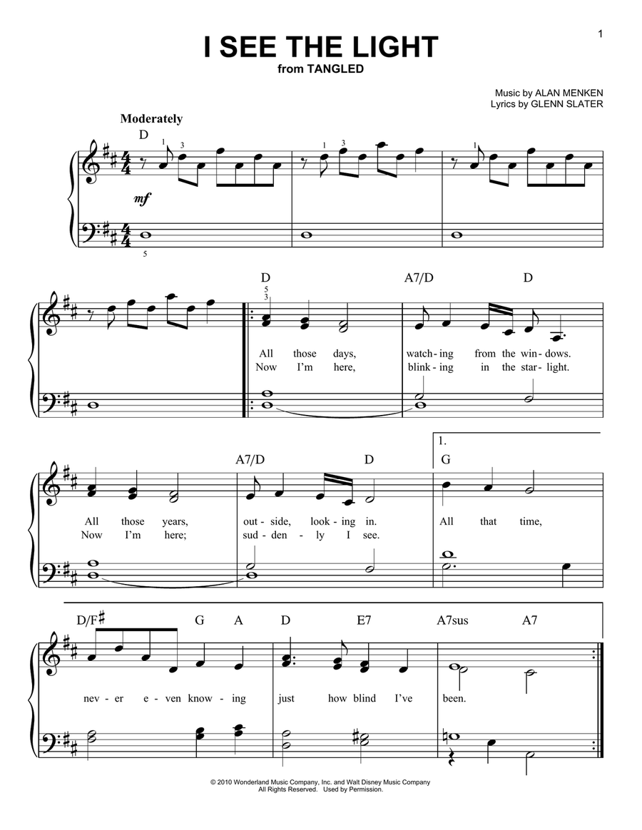 I See The Light (from Tangled) Voice scores gallery preview page 1