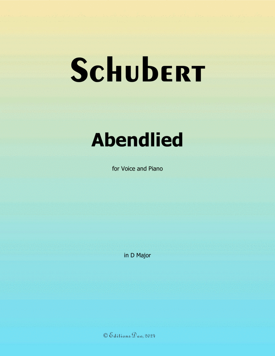 Abendlied, by Schubert, D.499, in D Major Voice scores gallery preview page 1