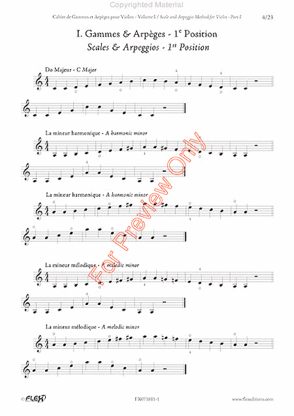 Scales And Arpeggios Method For Violin, Part I - First Position