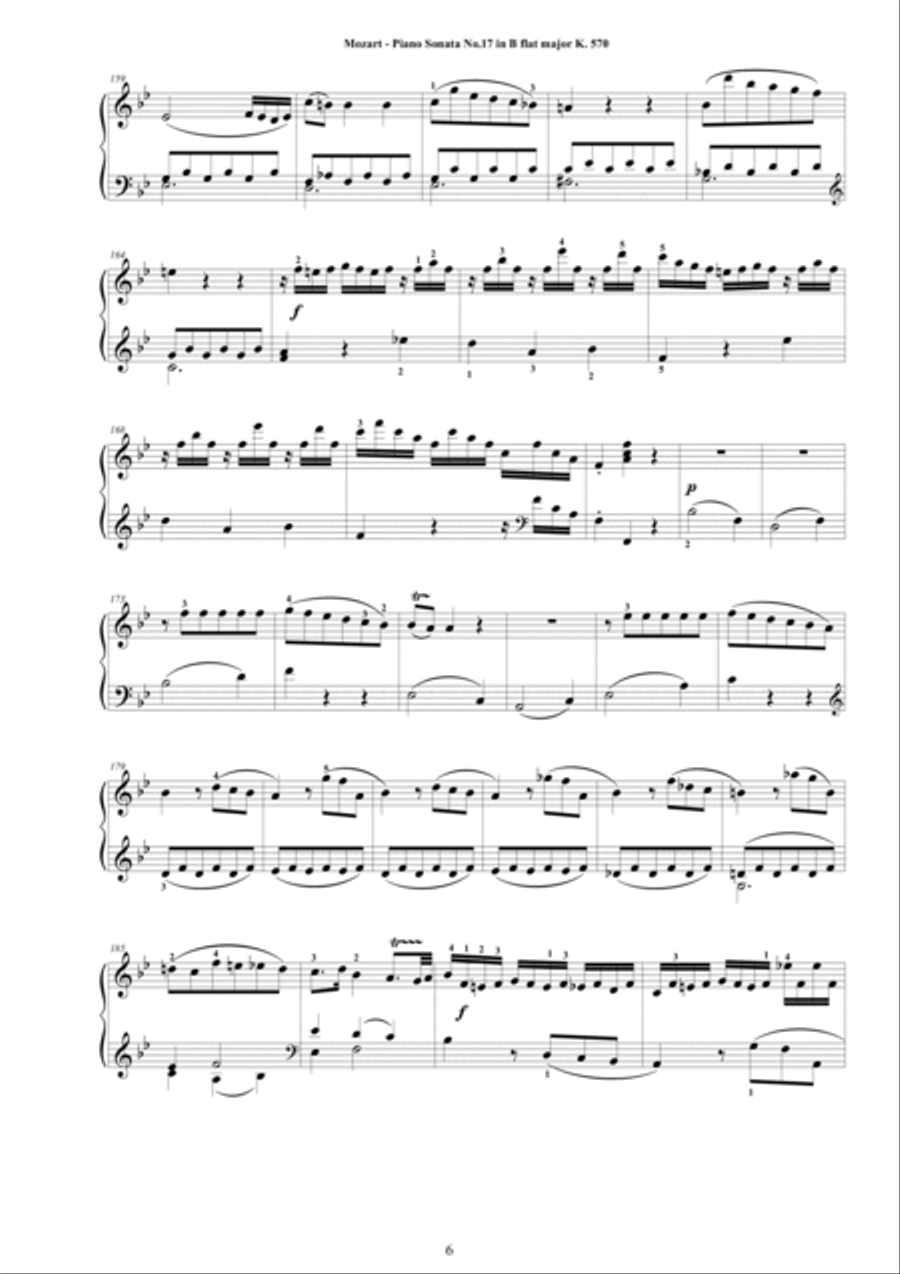 Mozart - Piano Sonata No.17 in B flat major K 570 - Complete score Mozart - Piano Sonata No.17 in B flat major K 570 - Complete score Piano Solo scores gallery preview page 6
