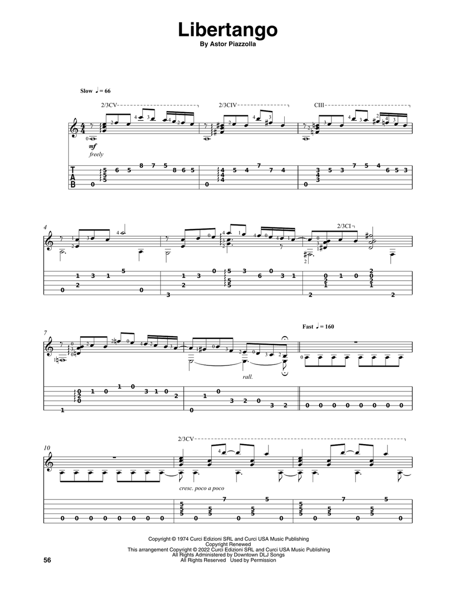 Libertango (arr. Celil Refik Kaya) Acoustic Guitar scores gallery preview page 1