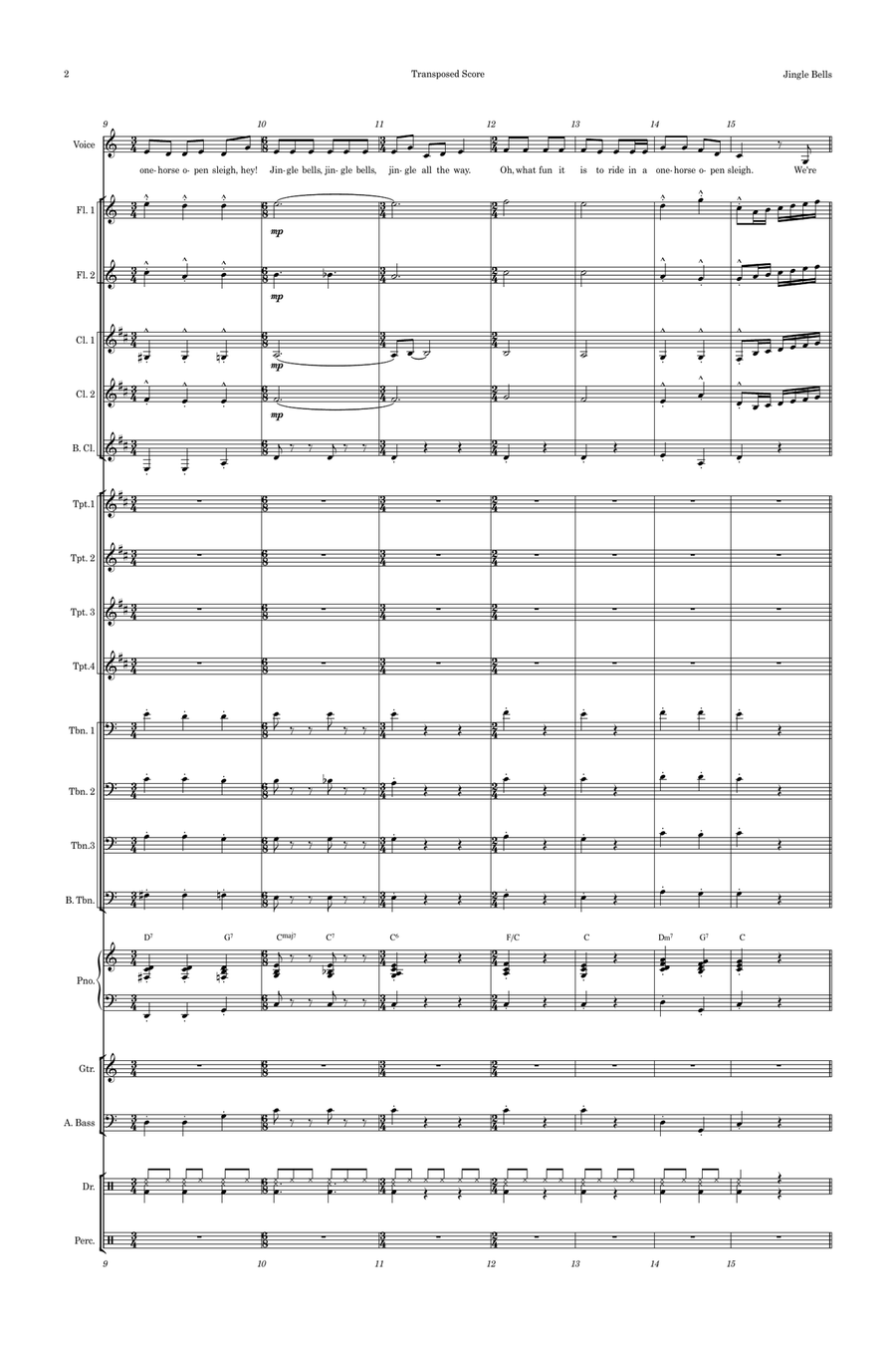 Jingle Bells Female Vocal with Big Band Key of C Jazz Ensemble scores gallery preview page 2