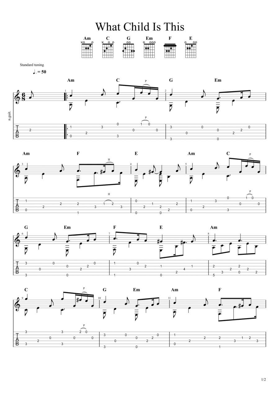 What Child is This (Solo Fingerstyle Guitar Tab)