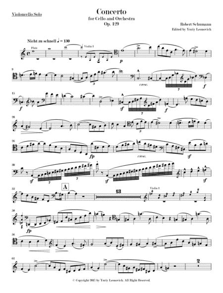 Schumann - Cello Concerto, Op. 129 (Critical Edition) - Cello Solo
