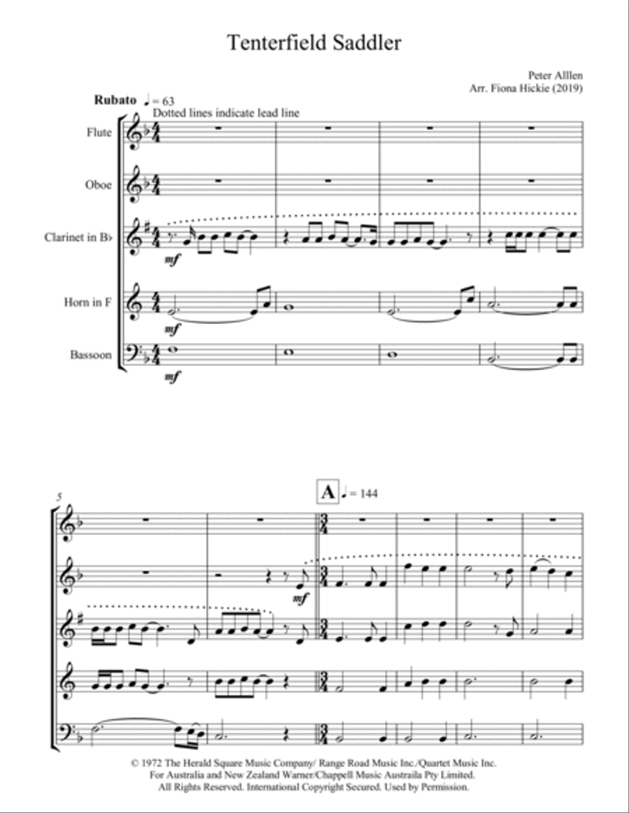 Tenterfield Saddler Woodwind Quintet scores gallery preview page 2