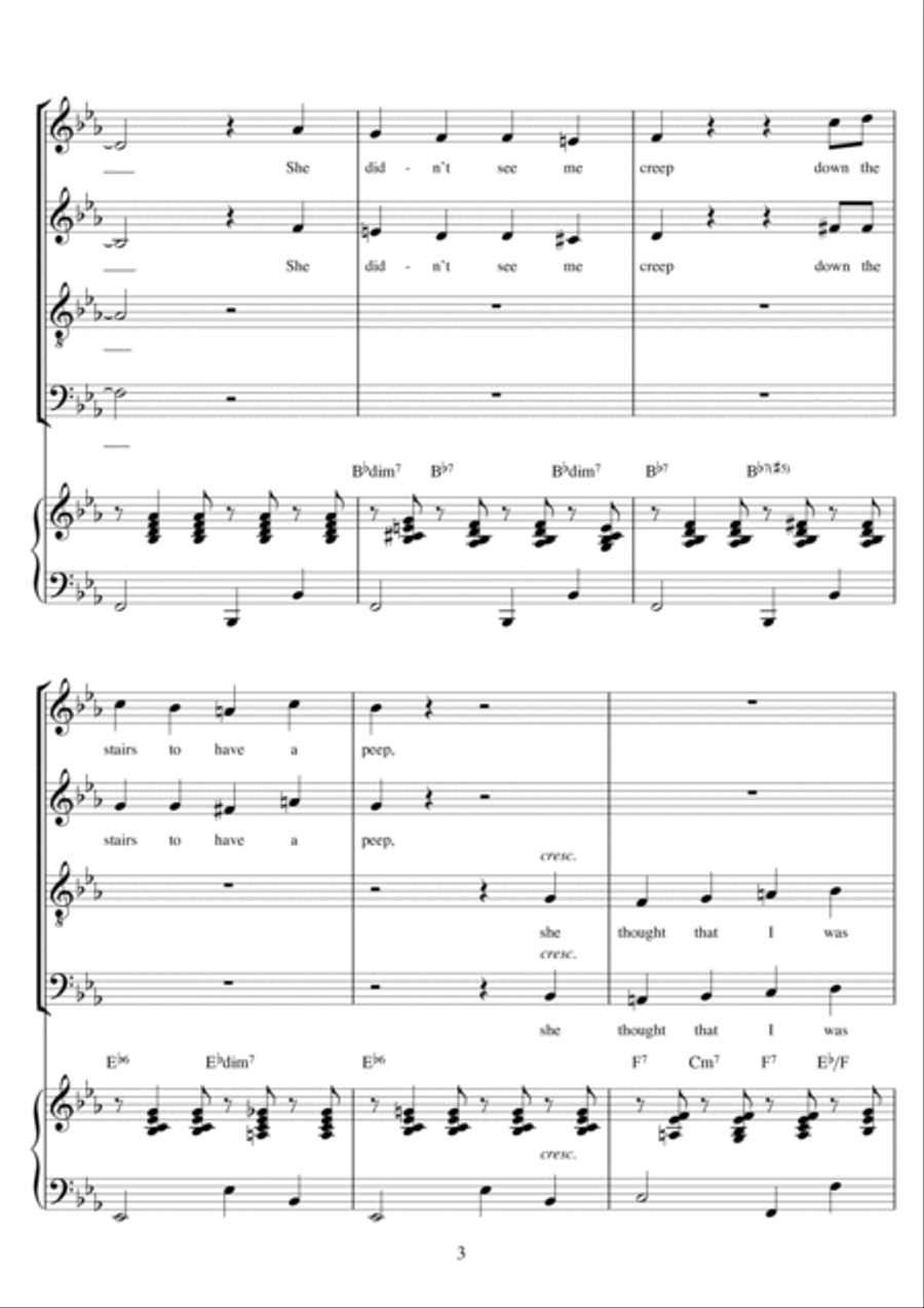 I Saw Mommy Kissing Santa Claus (arr. Berty Rice) 4-Part scores gallery preview page 3