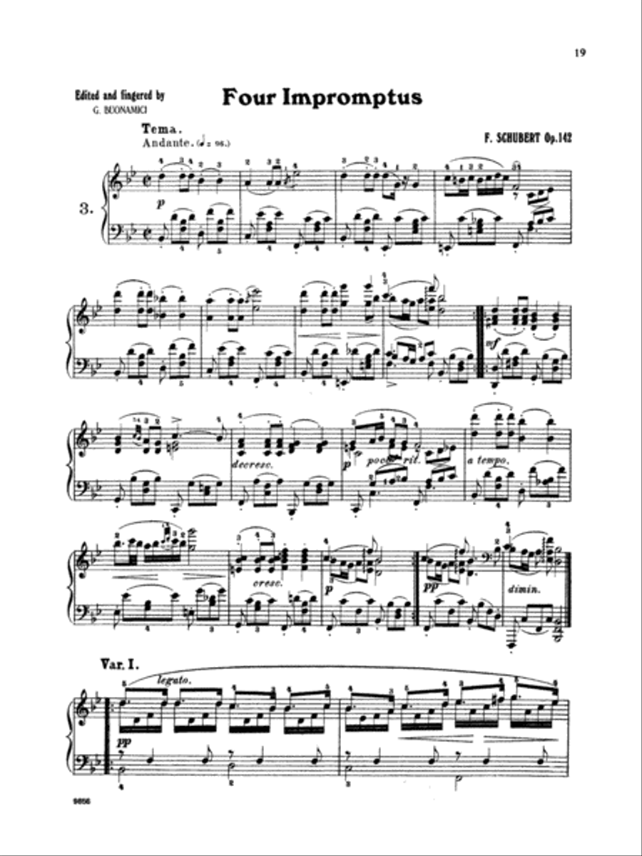 Schubert: Four Impromptus, Op. 142 (Ed. Giuseppe Buonamici) Piano Solo scores gallery preview page 1