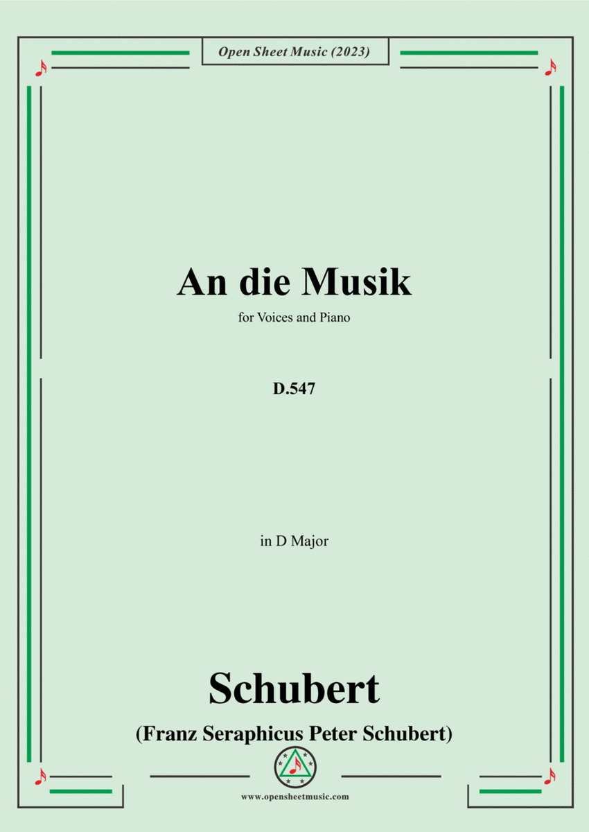 Schubert-An die Musik,D.547,for Mixed Chorus and Piano image number null