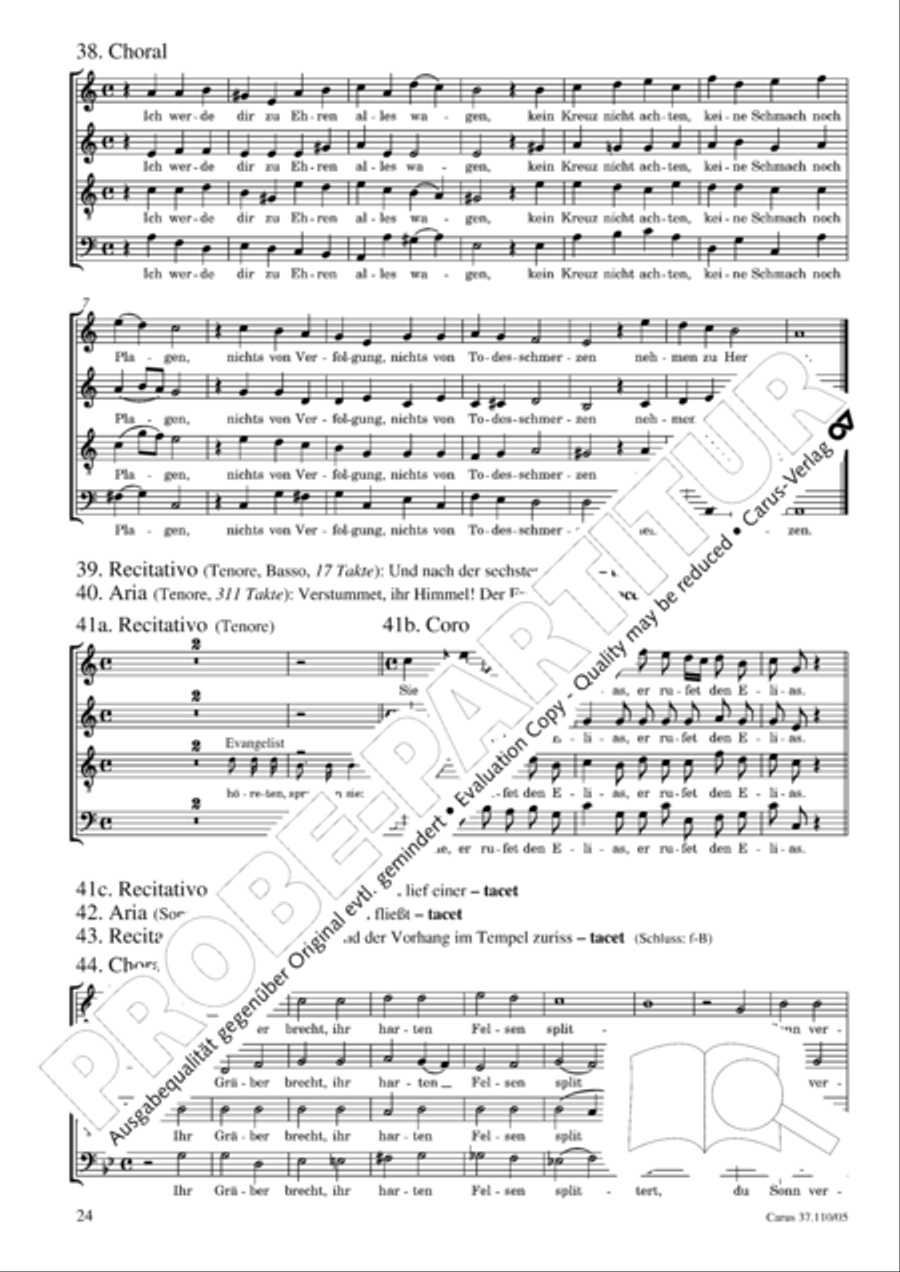 Markuspassion. Werkausgabe Reihe 1, Bd. 7 (Homilius) 4-Part scores gallery preview page 25