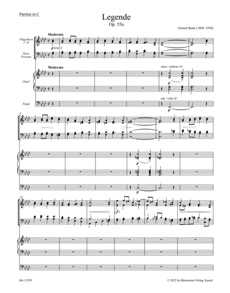 Legende for Organ and Brass Quartet, op. 55a (1914)