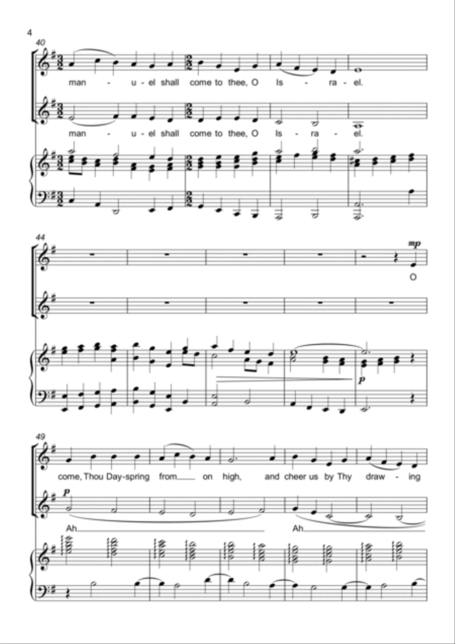 O Come, O Come, Emmanuel - Two part choir - SA - Upper voices SA scores gallery preview page 4