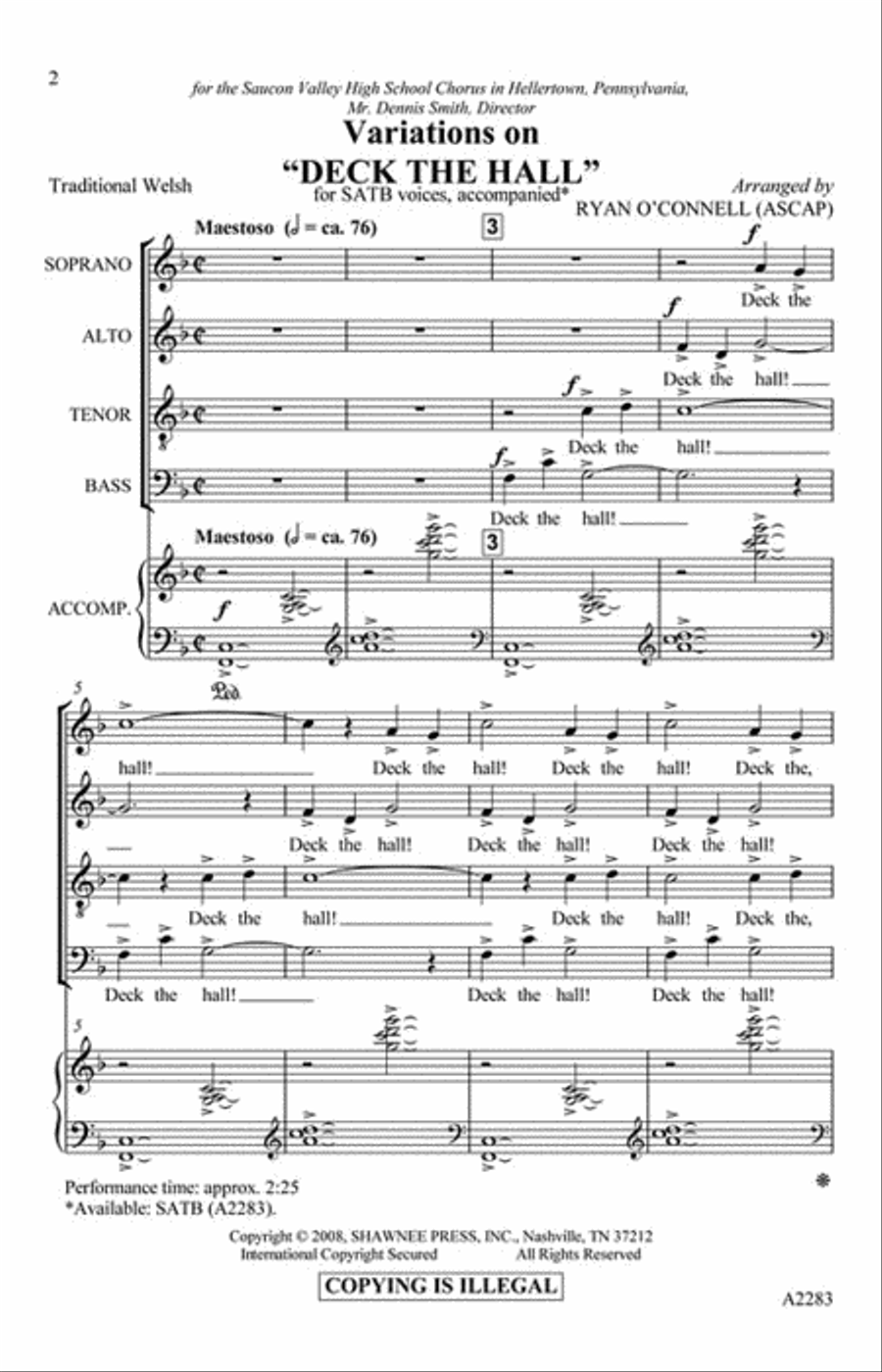 Variations on “Deck the Hall” 4-Part scores gallery preview page 2