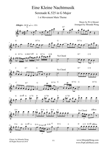 Eine Kleine Nachtmusik (From Serenade K.525) in G - Lead Sheet image number null