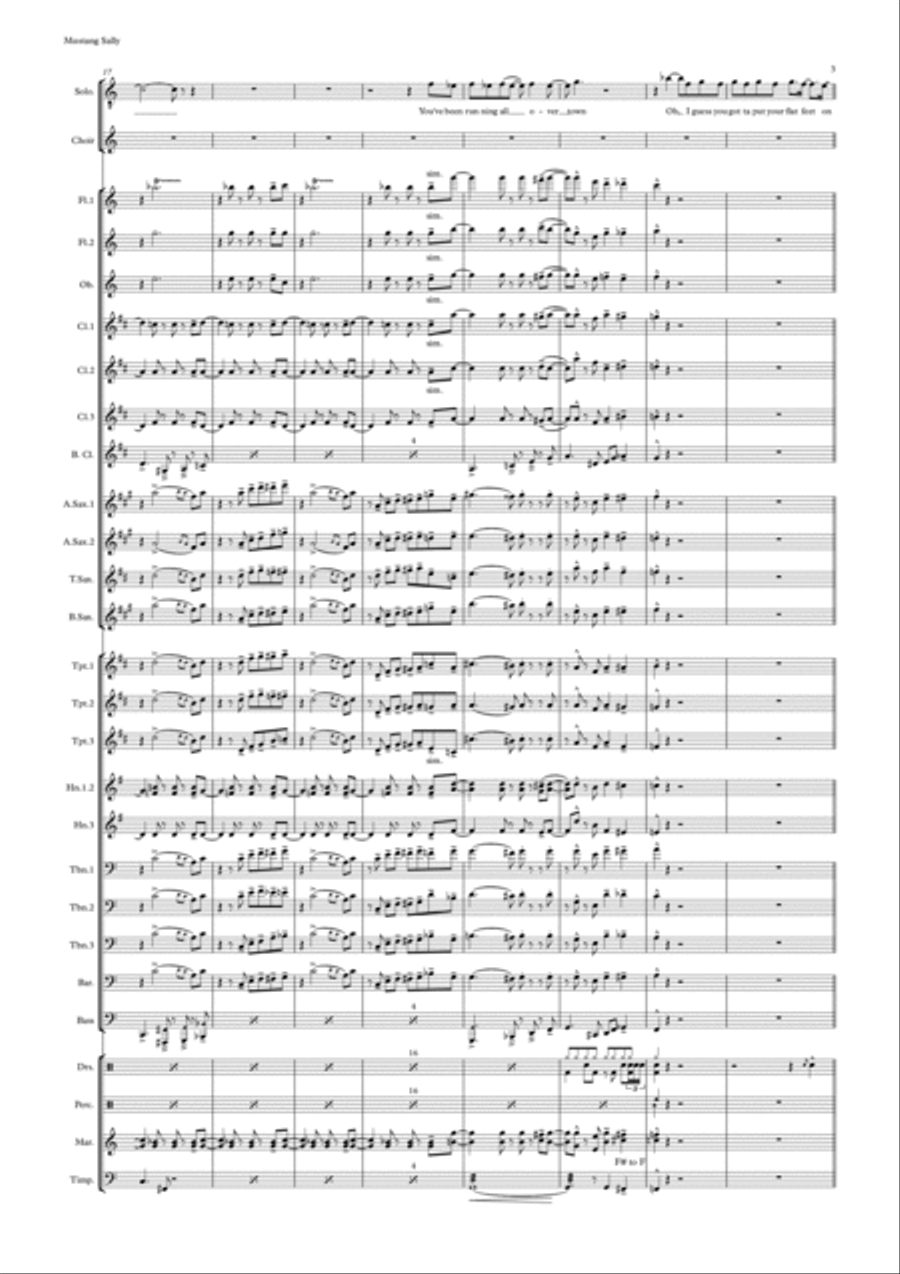 Mustang Sally Concert Band scores gallery preview page 3