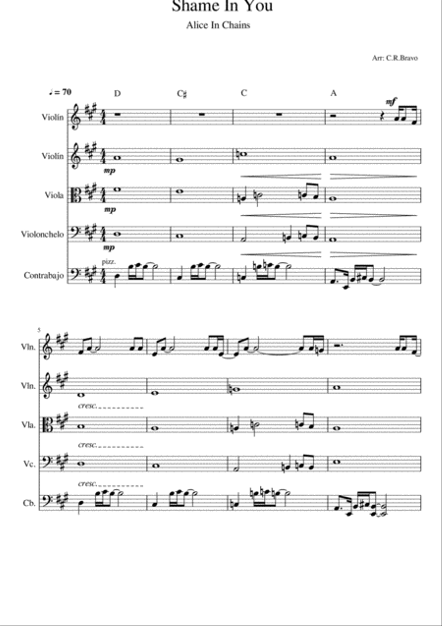 Shame In You String Quartet scores gallery preview page 1