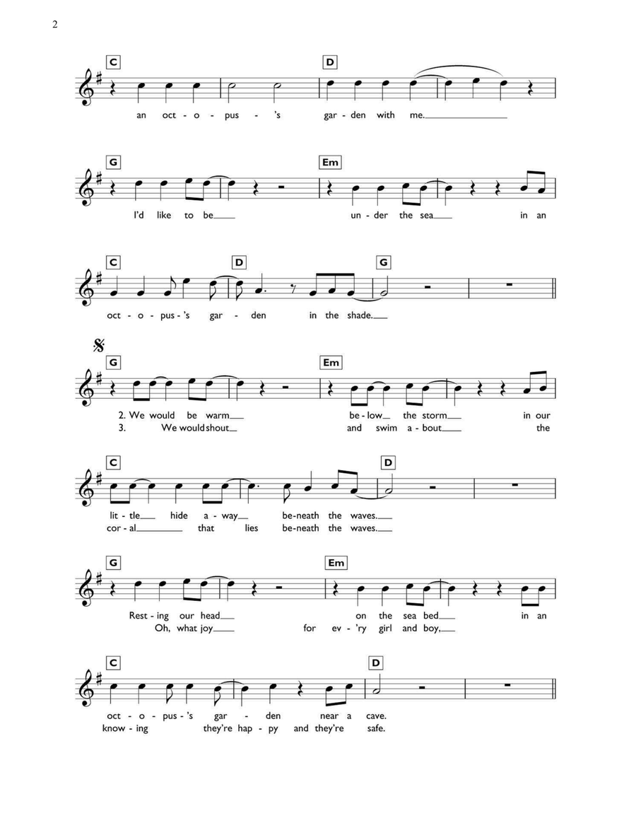 Octopus's Garden Piano scores gallery preview page 2