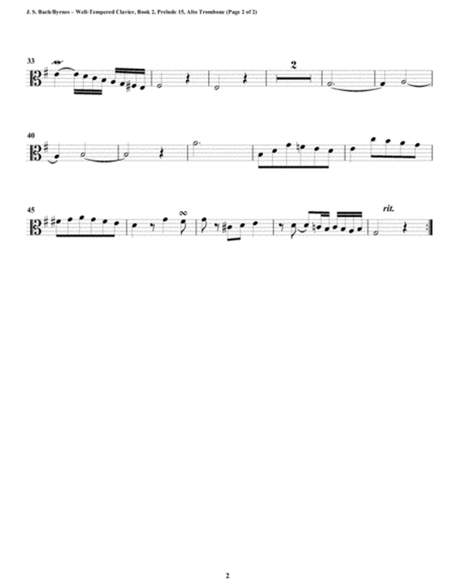Prelude 15 from Well-Tempered Clavier, Book 2 (Trombone Quartet) image number null