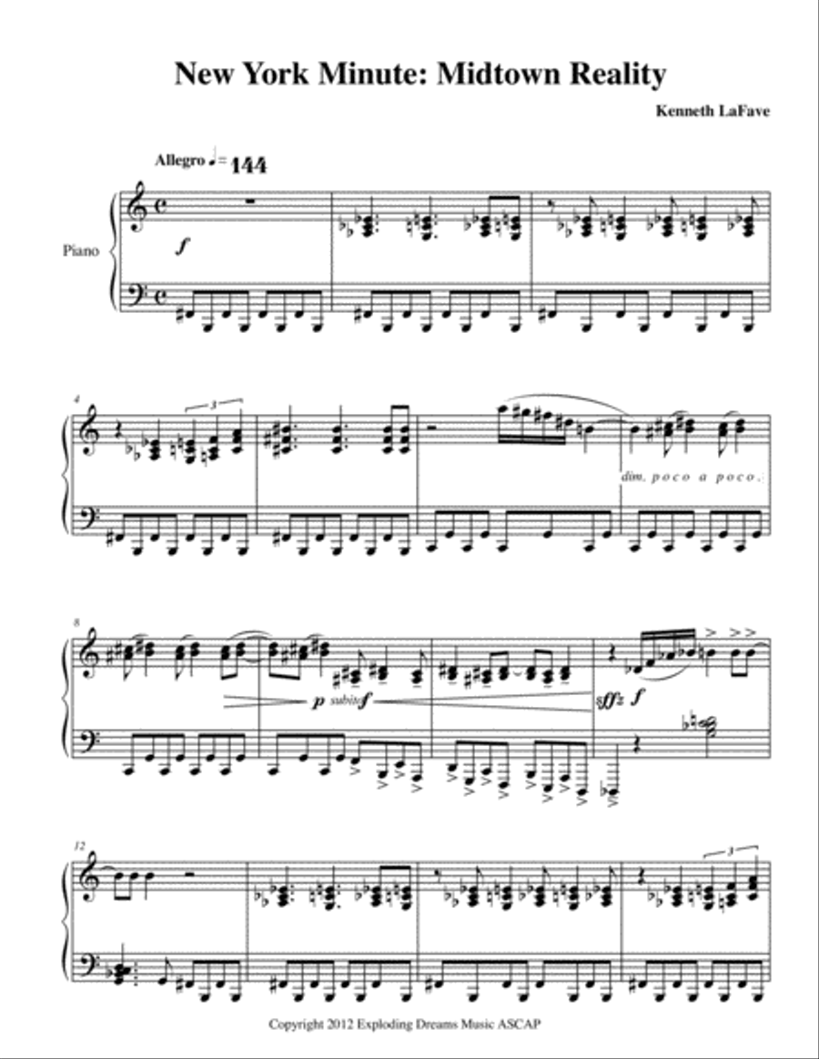 New York Minute: Midtown Reality Piano Solo scores gallery preview page 1