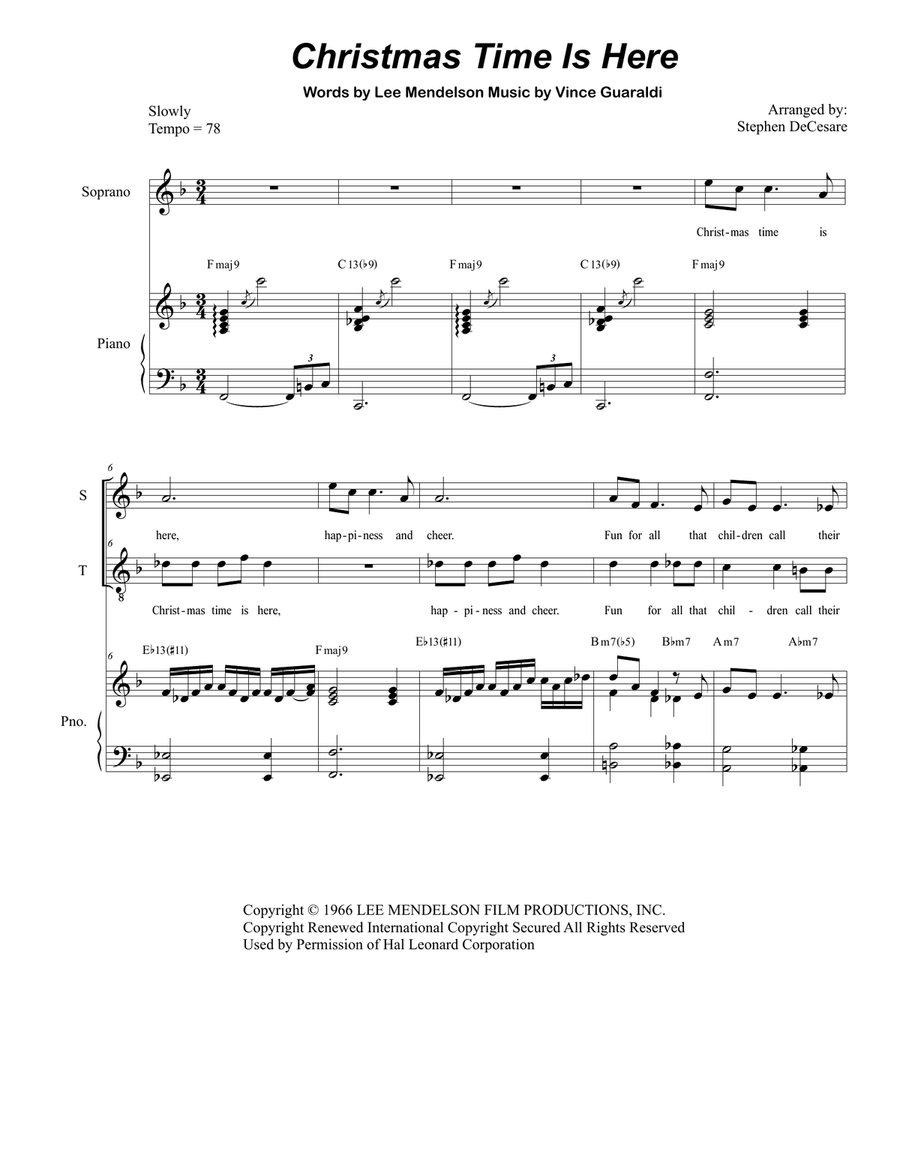 Christmas Time Is Here Tenor Voice scores gallery preview page 1