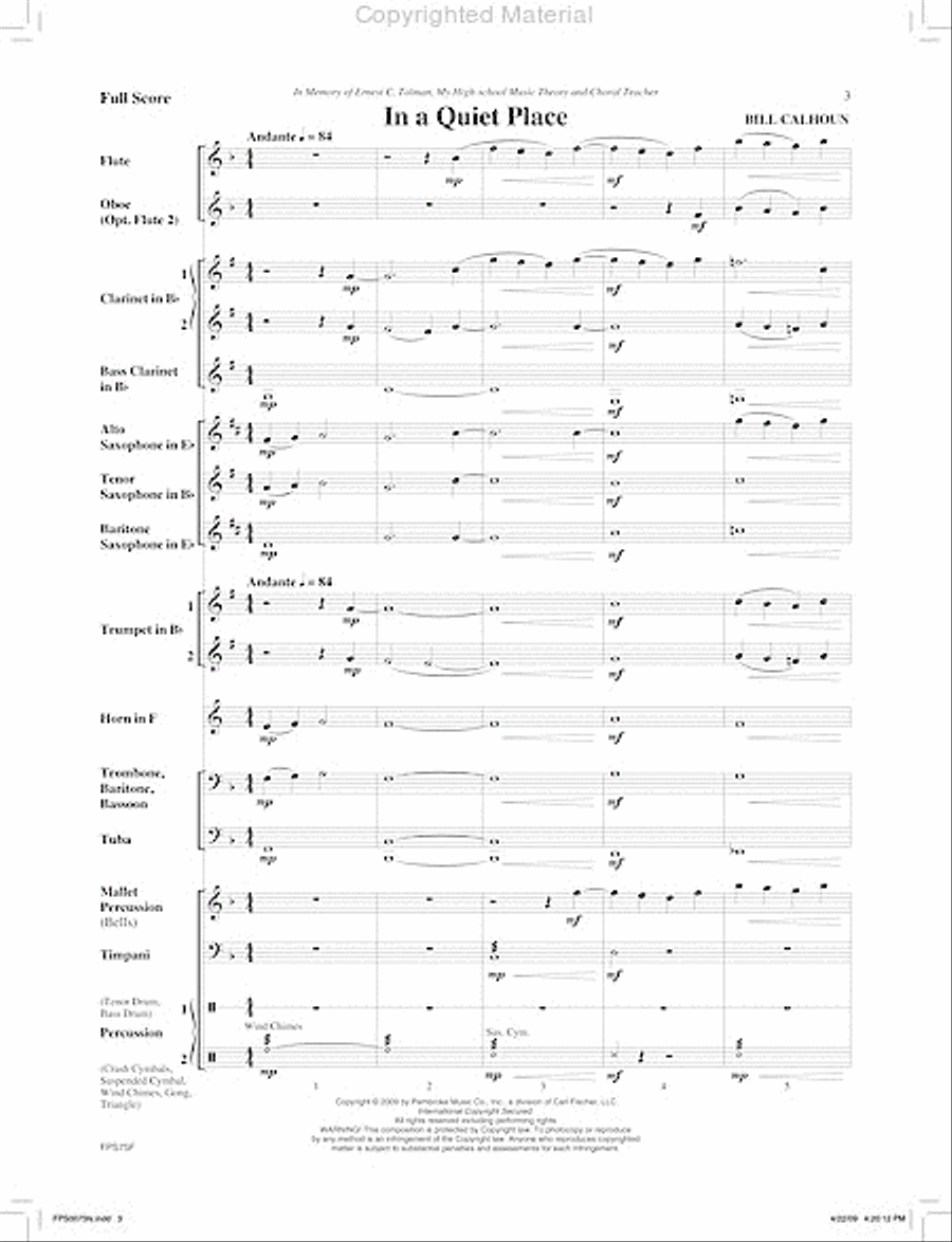 In a Quiet Place Concert Band scores gallery preview page 4
