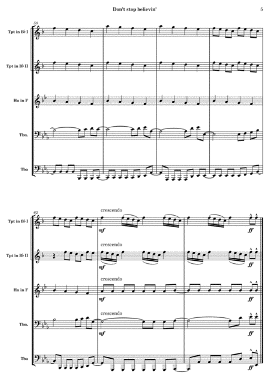 Don't Stop Believin' Don't Stop Believin' Brass Ensemble scores gallery preview page 5
