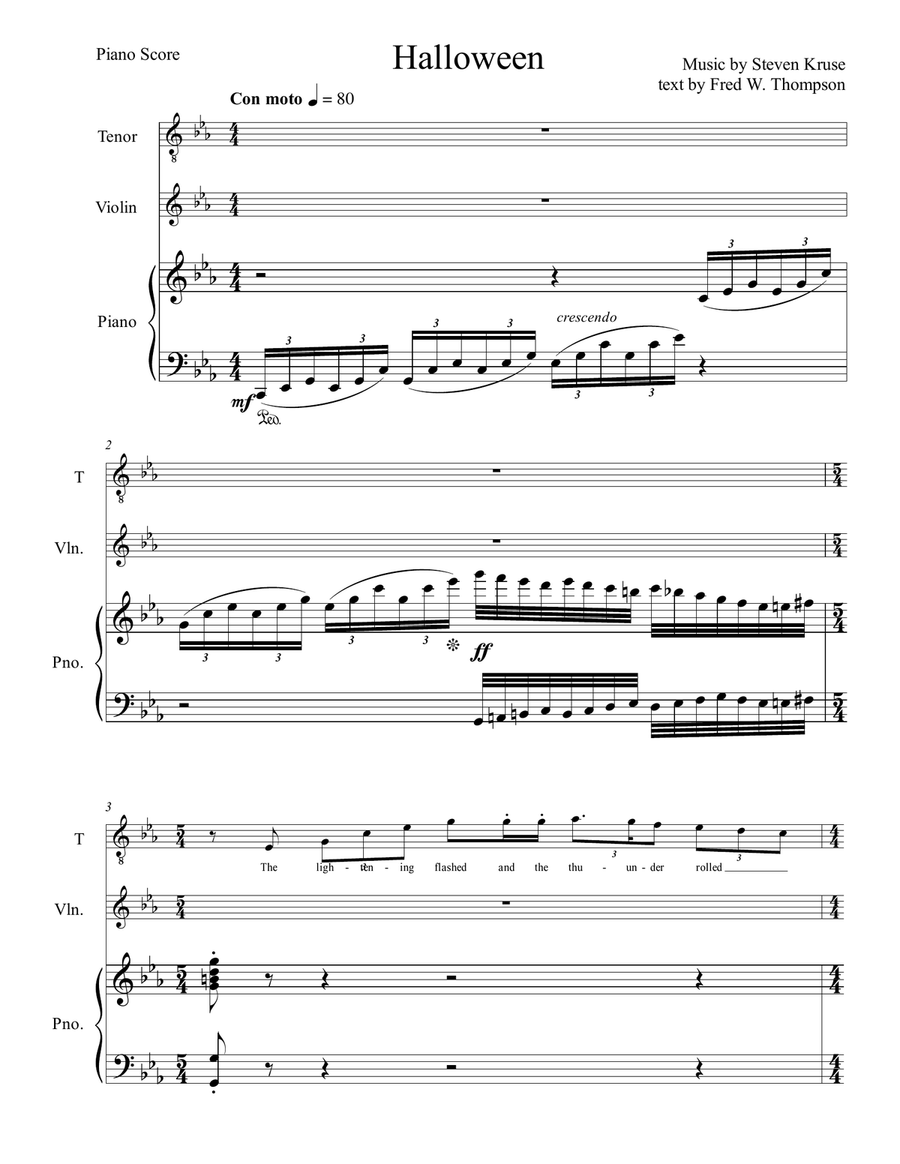 Halloween for Tenor Voice, Violin, and Piano Small Ensemble scores gallery preview page 4