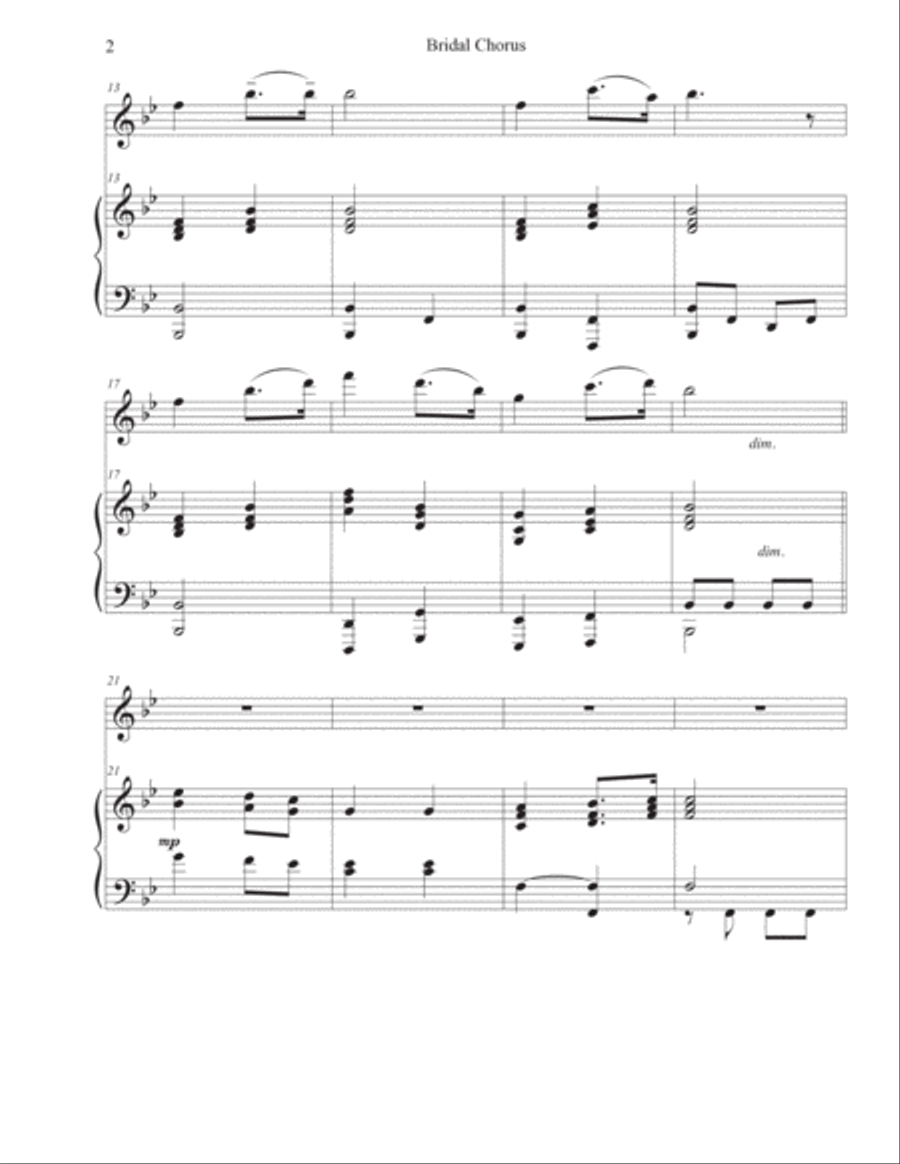 Bridal Chorus (Violin-Piano) Violin Solo scores gallery preview page 2
