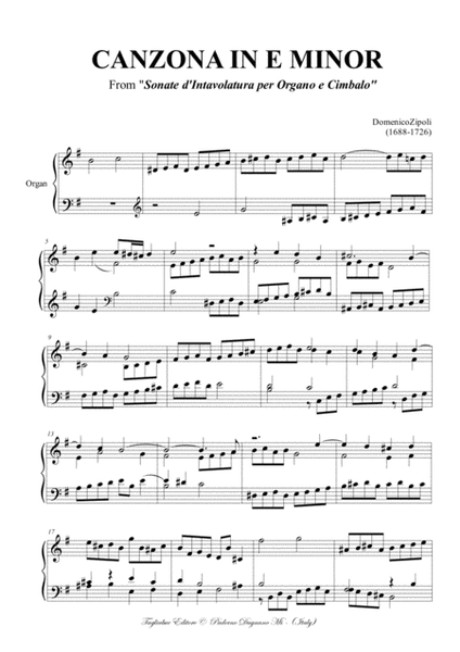 CANZONA IN E MINOR - D.Zipoli - From Sonate d’Intavolatura per Organo e Cimbalo image number null
