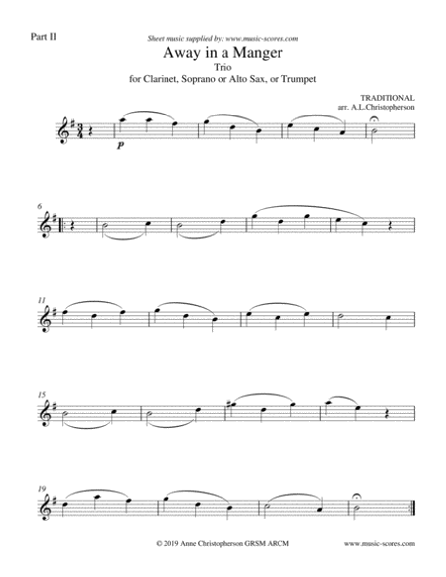 Away in a Manger - Trio for any instruments in Bb, Eb and C C Instrument scores gallery preview page 6