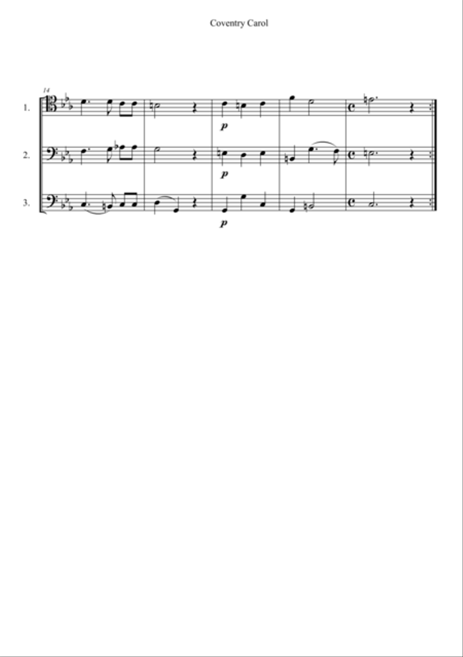 Coventry Carol Trombone Solo scores gallery preview page 2