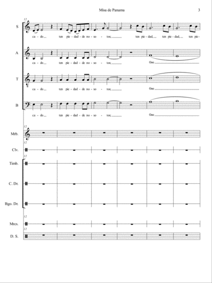 Cordero de Dios from Misa de Panama 4-Part scores gallery preview page 3
