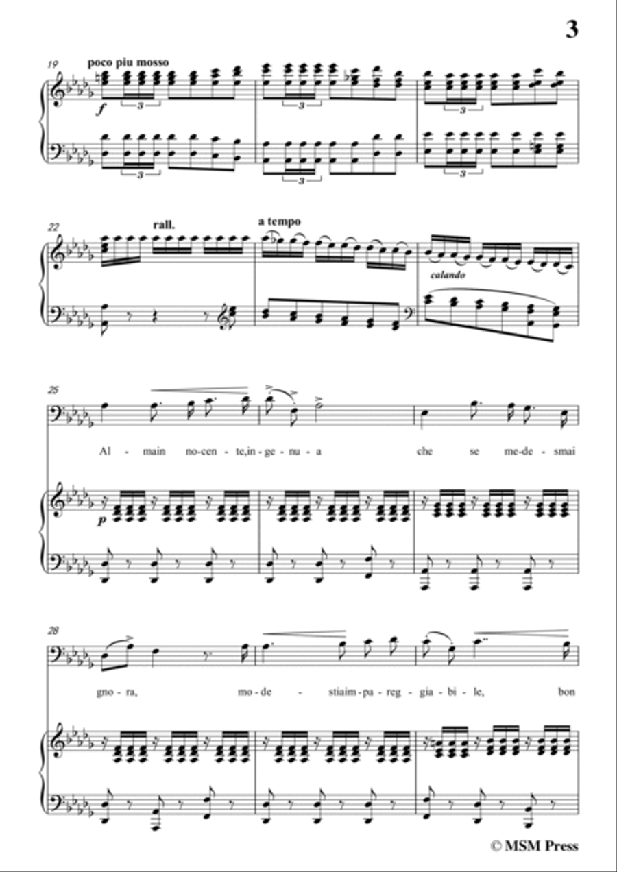Donizetti-Bella siccome un angelo in D flat Major, for Voice and Piano Voice Solo scores gallery preview page 5
