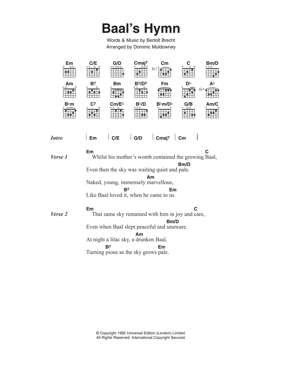 Baal's Hymn Acoustic Guitar scores gallery preview page 1
